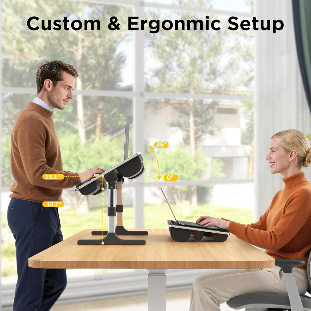 2-In-1 Lap & Bed Desk with Soft Cushions - Adjustable Height & Angle, Foldable L
