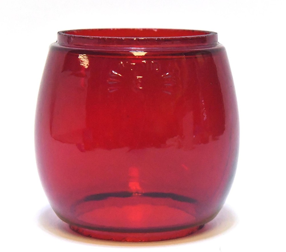 VINTAGE E NO 10 RUBY RED REPLACEMENT LANTERN GLOBE LENS FRESNEL