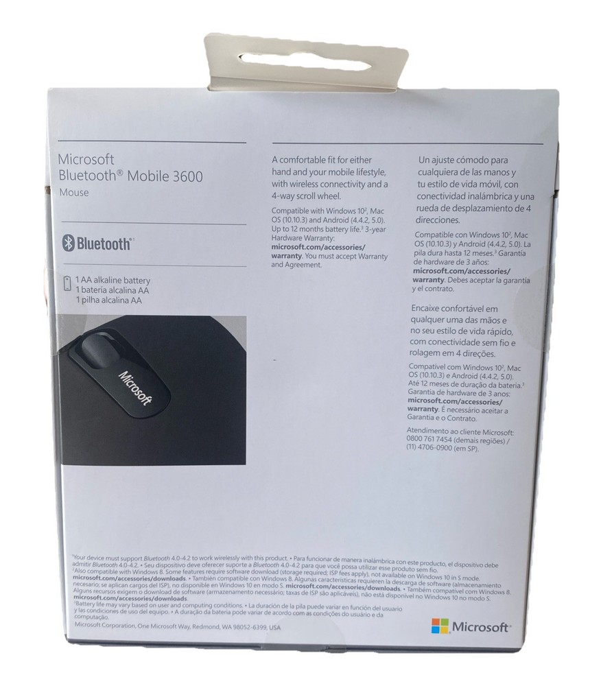 Microsoft Wireless Bluetooth Mobile 3600 Cyan Blue Mouse, NEW SEALED