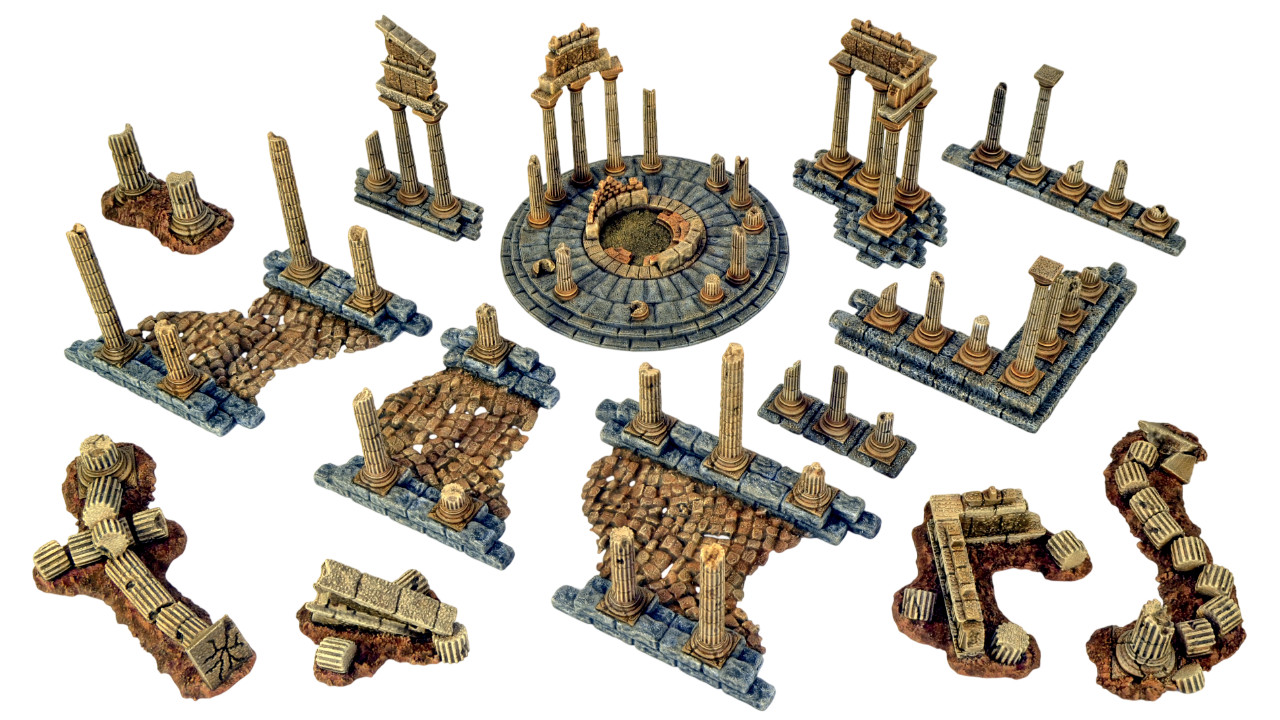 Feature + Scatter Terrain - Greek Ruins - Miniature Wargames - Warhammer 40k/AoS