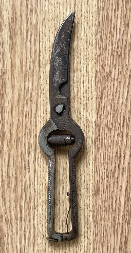 VINTAGE ED WUSTHOF 10” PRUNING/POULTRY SHEARS~LOCKING SPRING SOLINGEN GERMANY