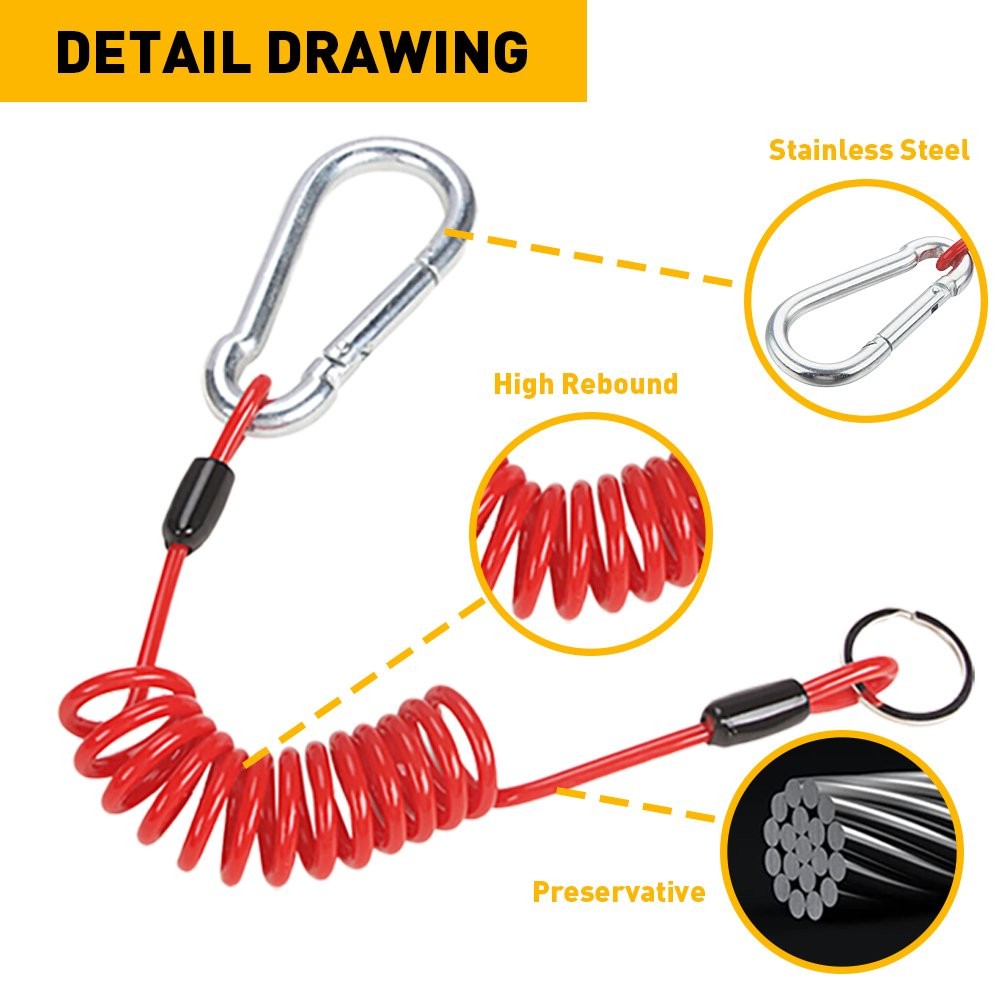 Breakaway Trailer Cable Trailer Spring Safety Rope Coiled Brake Away Cable EOU