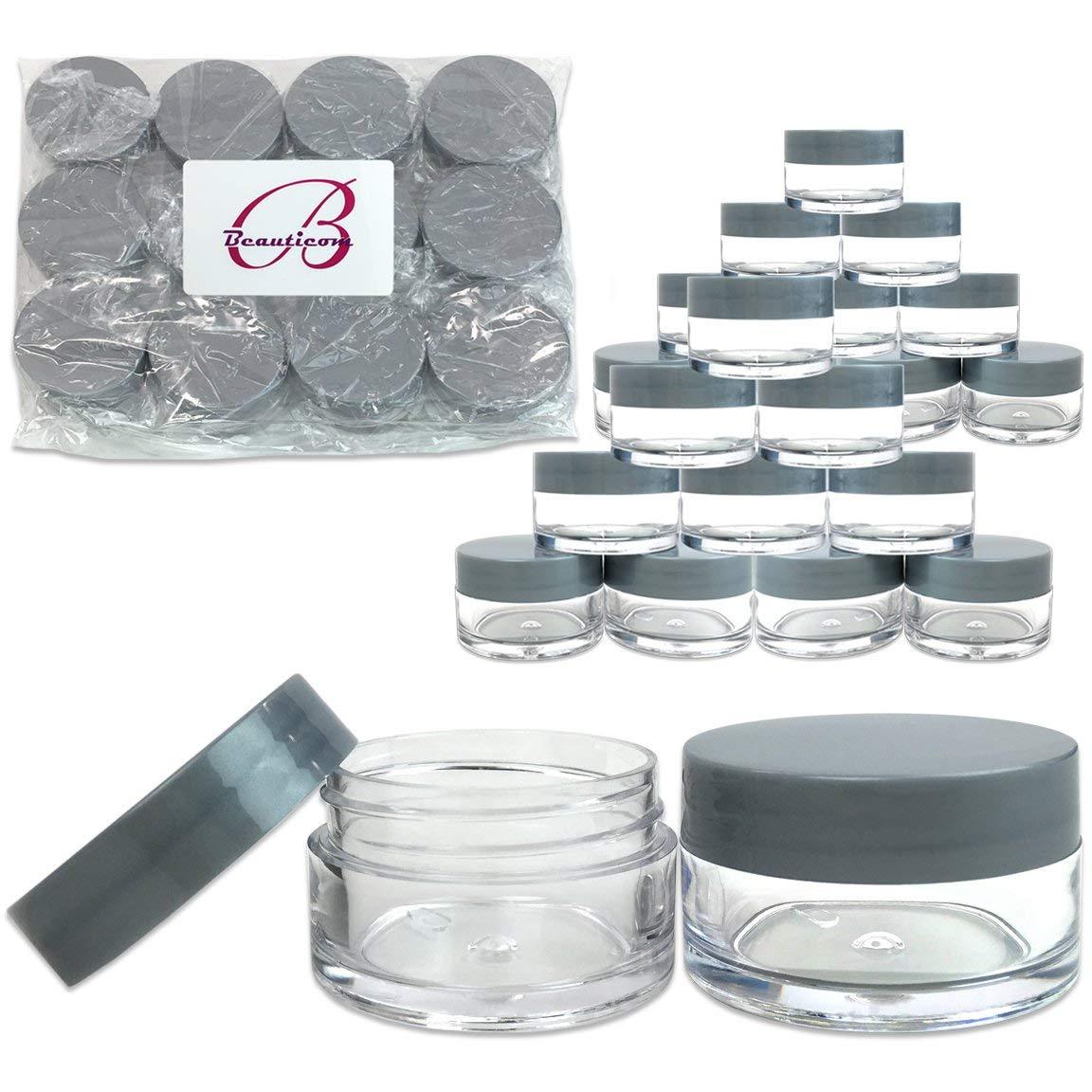 24 Pieces 20G/20ML Round Clear Cosmetic Cream Sample Jars Gray Lids BPA Free