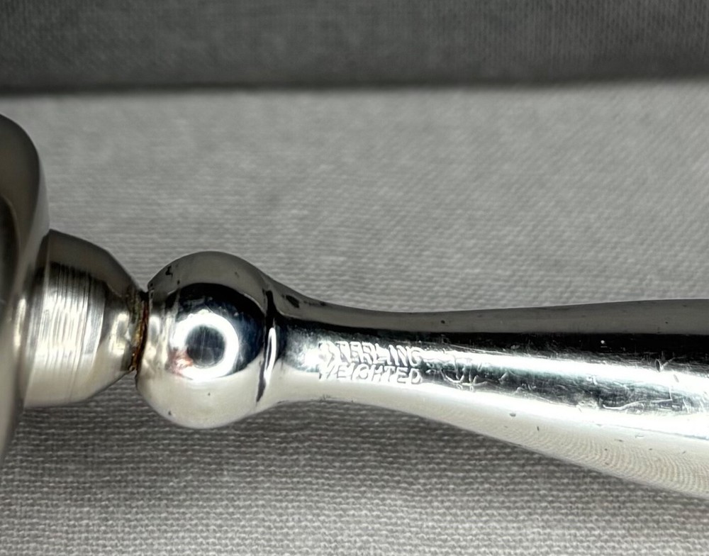 Antique Guilloche Enamel Webster Sterling Silver Handle Table Bell