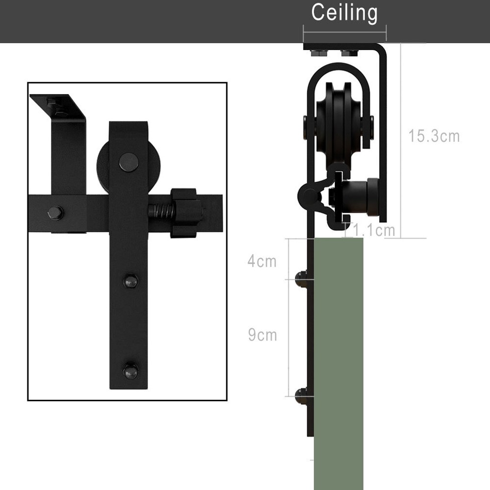 4FT-20FT Sliding Barn Door Hardware Kit Rail Roller Closet Ceiling Mount Track