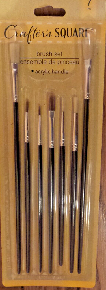 Crafter's Square 7 Small Medium Large Artist Paint Brushes ~ Black