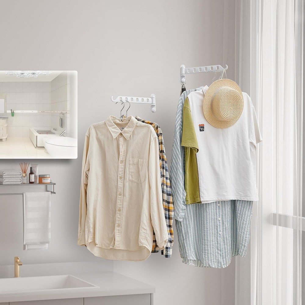 JOOM Laundry Drying Rack Wall Mounted Clothes two pack, White