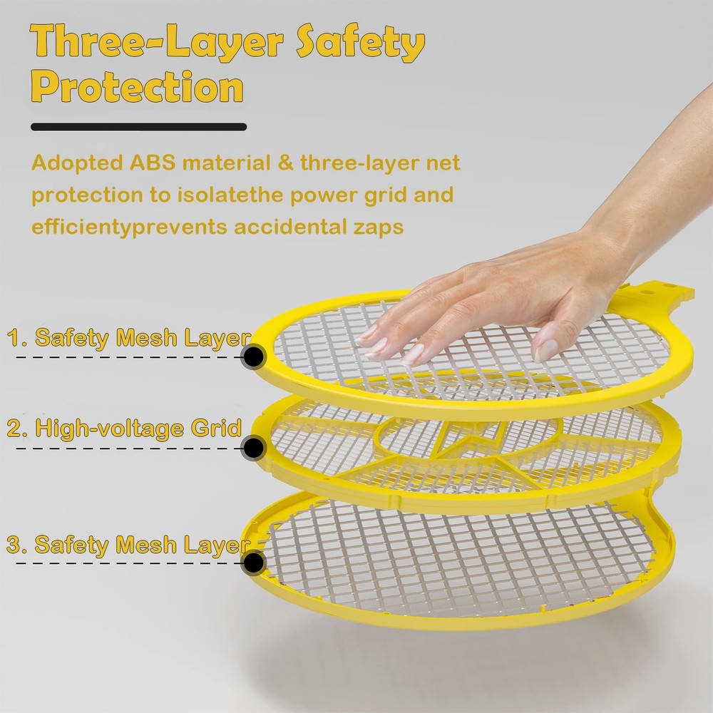 2 Pack Electric Fly Swatter, Bug Zapper Racket for Indoor Pest Control, Handh...