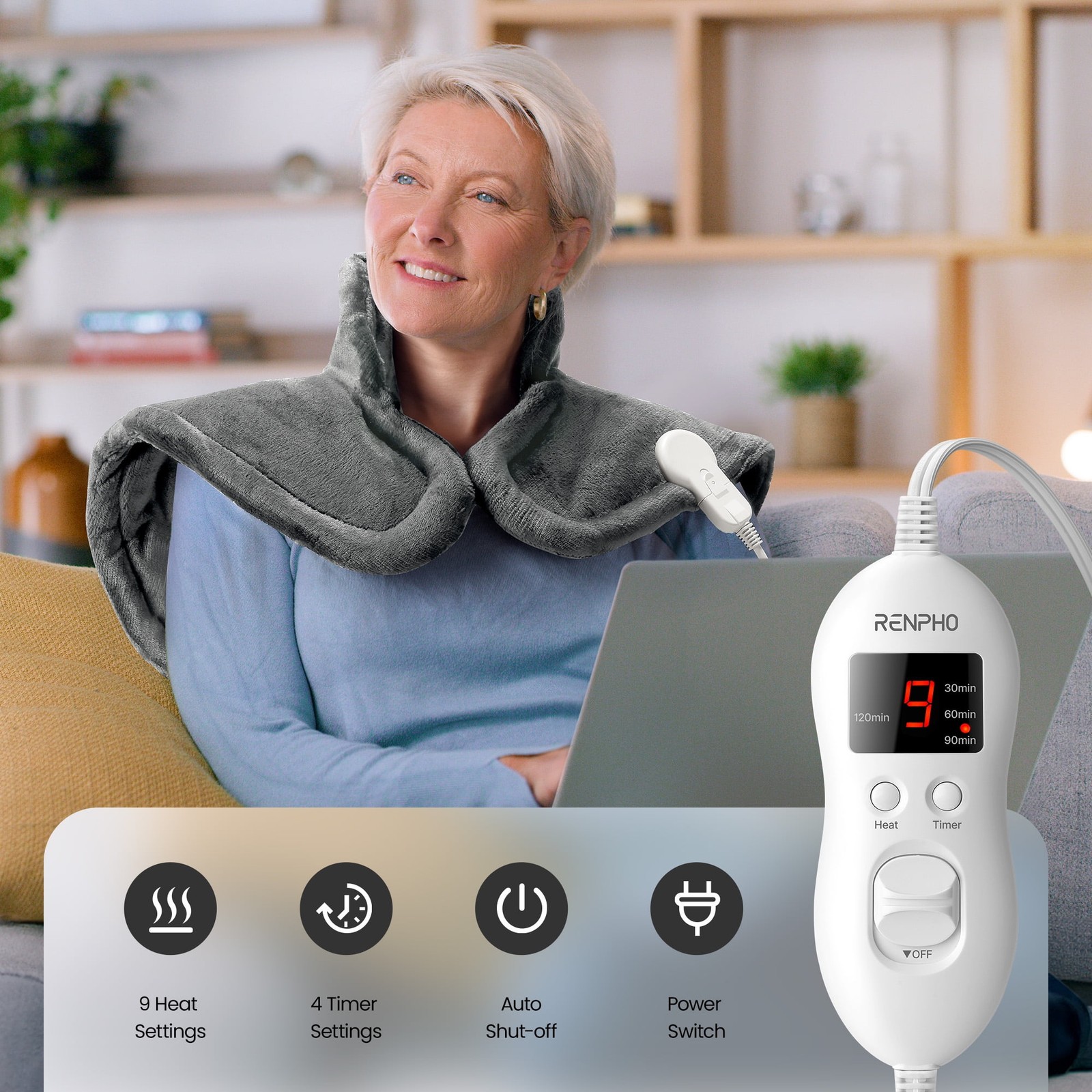 RENPHO Extra Large Heating Pad for Shoulders Neck and Back FSA HSA Eligible, New