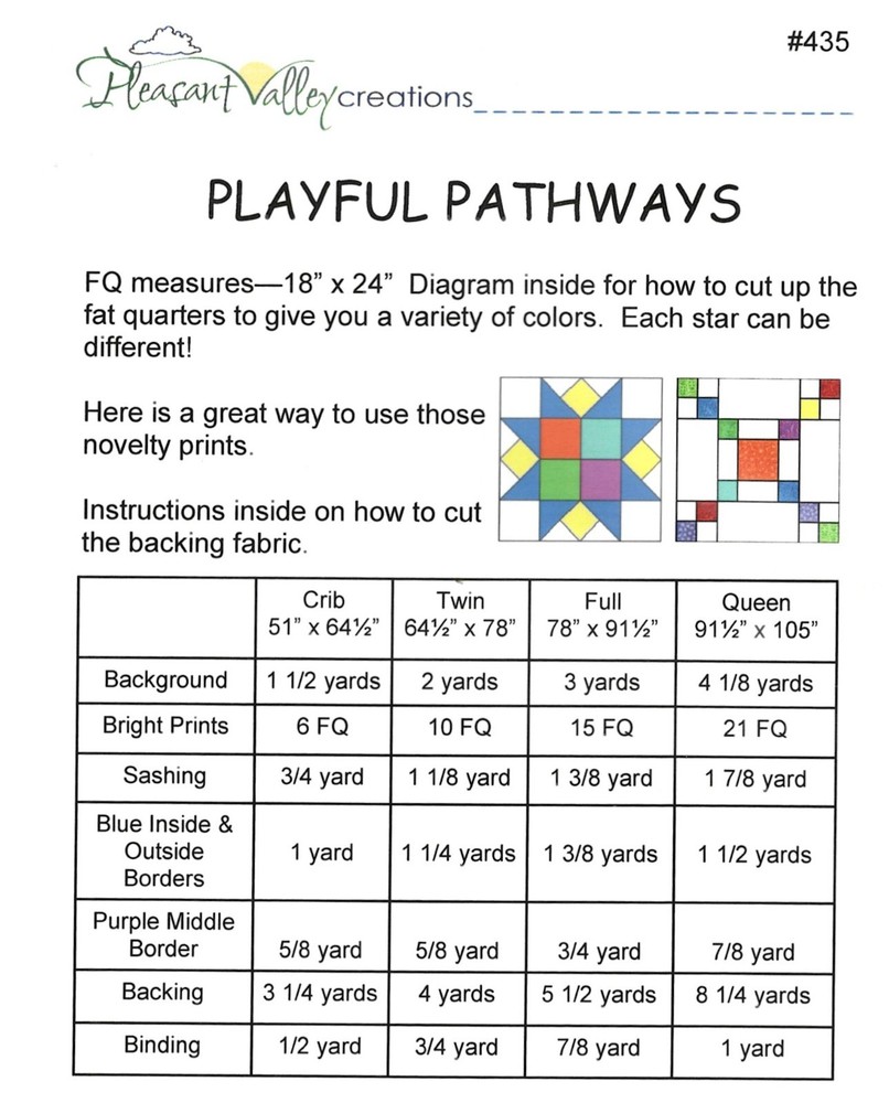 Playful Pathways Quilt Pattern by Pleasant Valley Creations 435