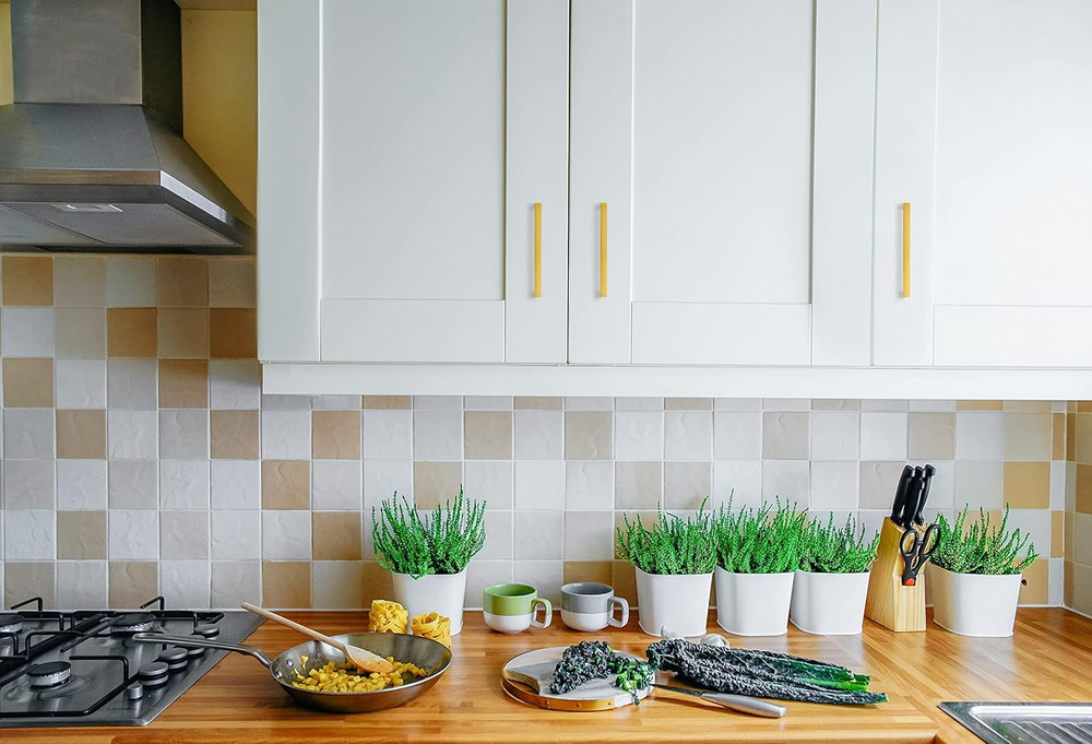 5 Pack Solid 5 Inch Kitchen Square Cabinet Handles Brushed Brass Drawer Pulls Ki