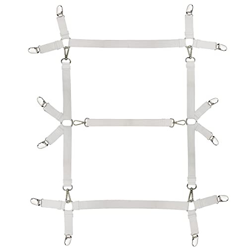 Bed Sheet Straps,Fitted Sheet Clips,Adjustable Bed Sheet Fasteners for White