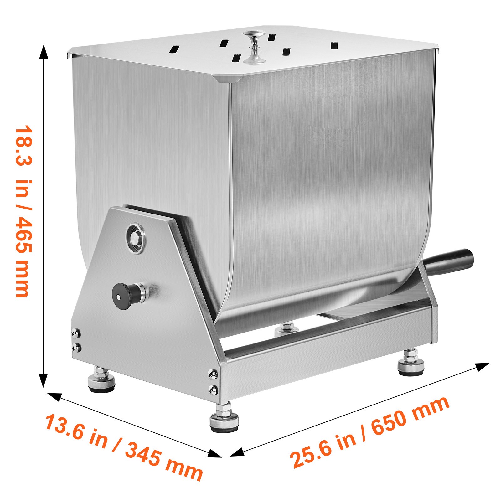 60LB Tilt Manual Meat Mixer Hand Meat Sausage Mixer Machine Stainless Steel