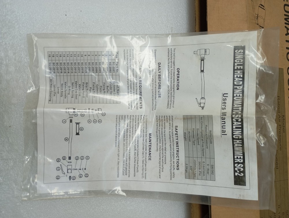 PNEUMATIC SCALING HAMMER SC-2