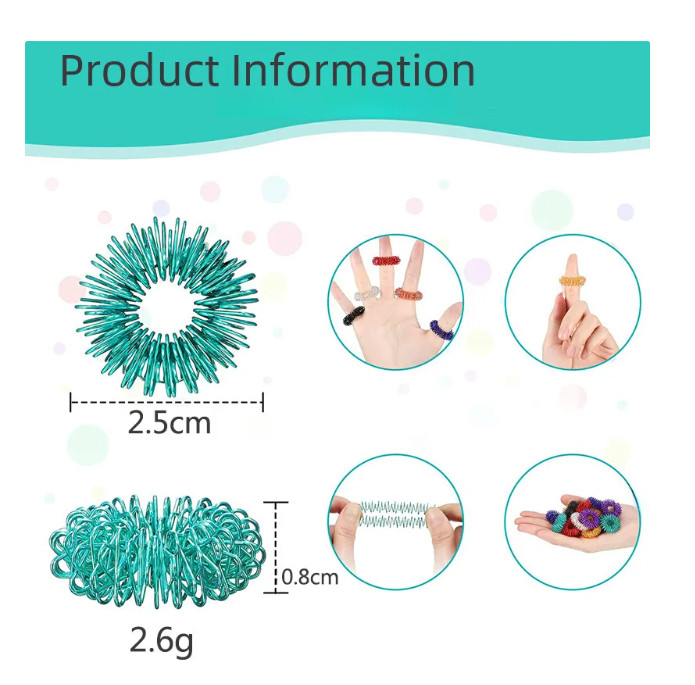 5pc Mini Spring massage decompression ring sensory party bag stress relief fun