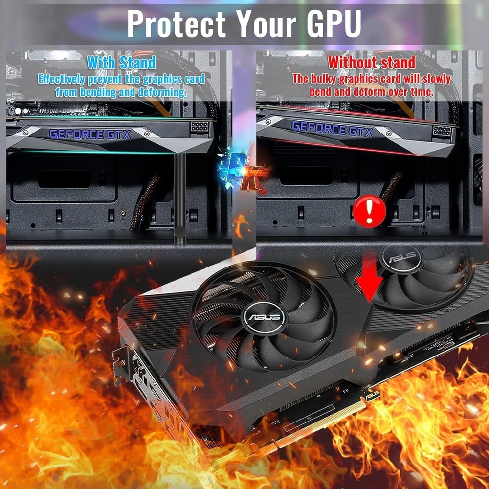 Tall GPU Support Bracket Heavy Duty Adjustable Anti Sag Holder for Graphics Card