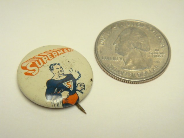1940s ACTION COMICS SUPERMAN PINBACK BUTTON PIN Read Superman Action Comics
