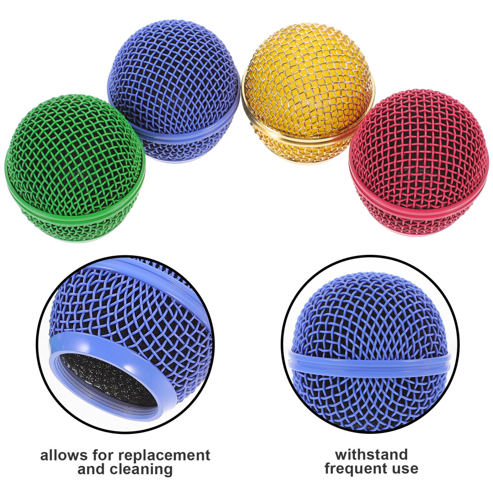 4 Pcs Microphone Mesh Grill Head Replace Microphones Grille Colored Accessories