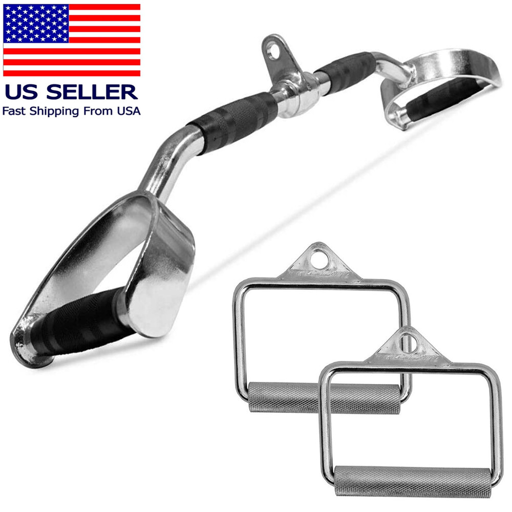 Home Gym Cable Attachment Handle Machine Strength Exercise Press Down Lat Set