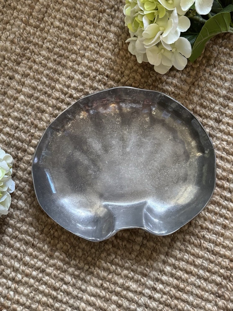 Vintage Shell Scallop Silver Toned Serving Dish