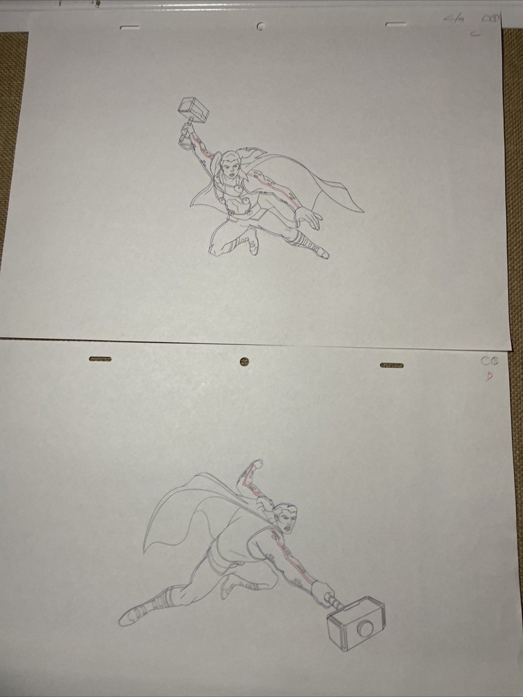 THE AVENGERS ASSEMBLE Animation Art Cels Layout Marvel Comics THOR  AA10