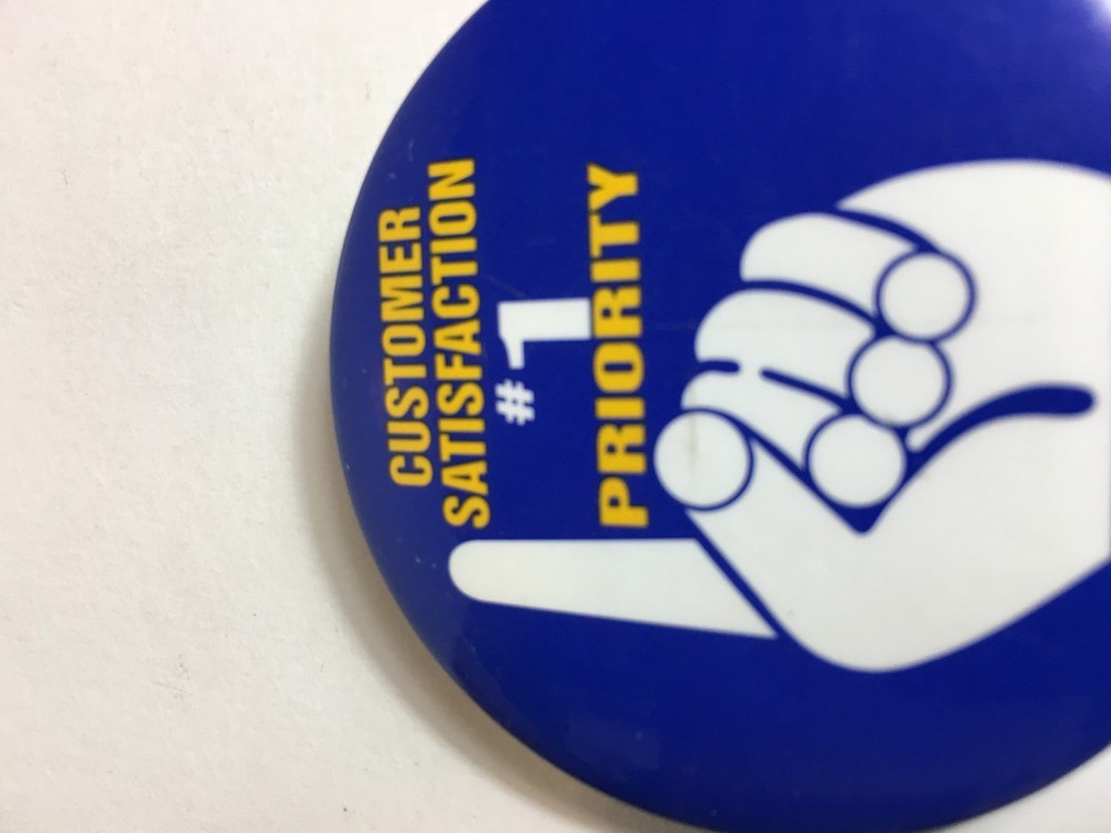 Customer Satisfaction # 1 Priority Pin Button Pinback Vintage