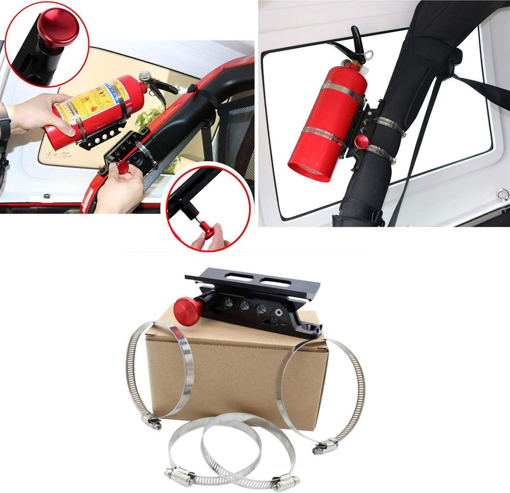 Quick Release Adjustable Aluminum Roll Bar Fire Extinguisher Holder Mount Compat