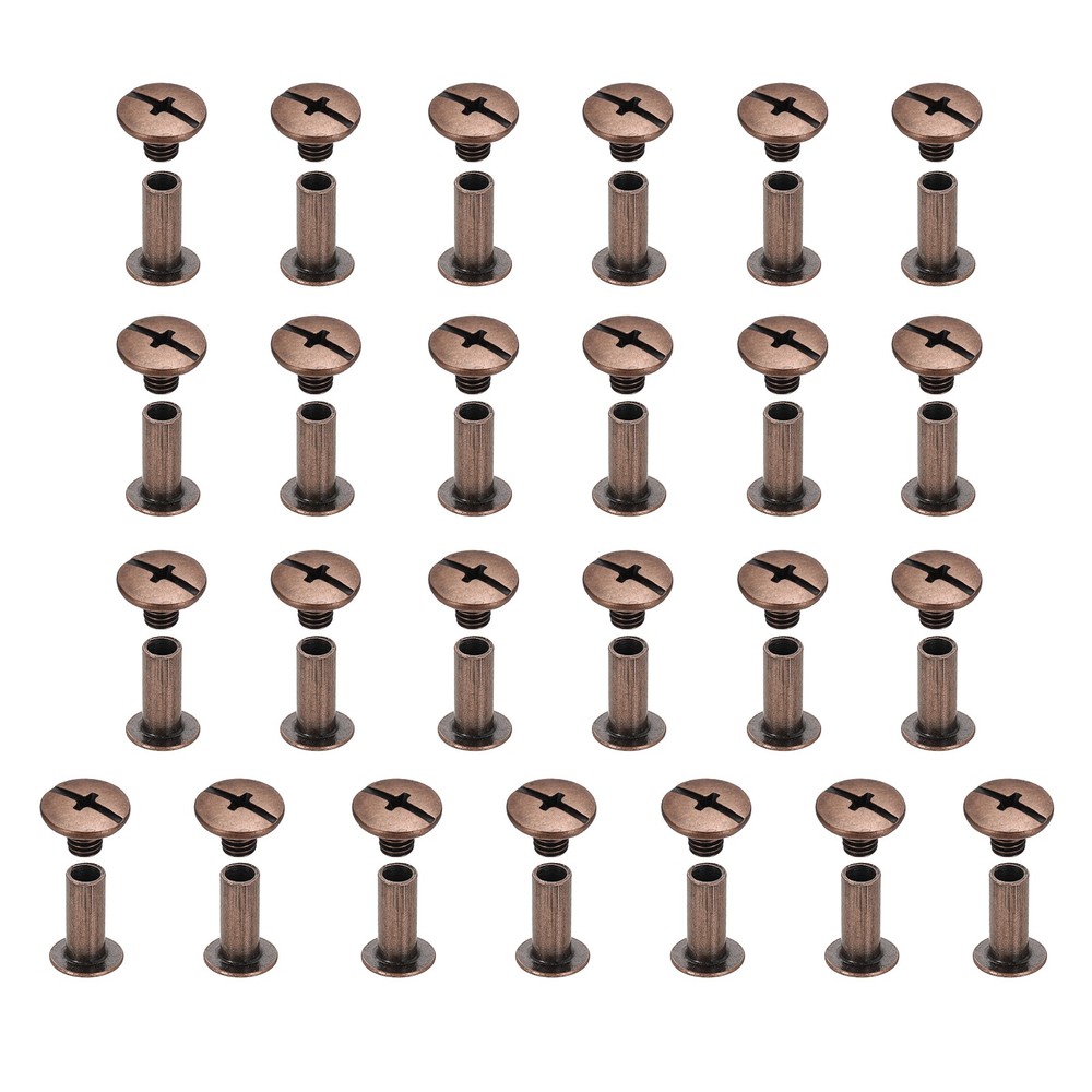 25set Phillips Chicago Screw M5x12mm Binding Post Screw, Red Copper