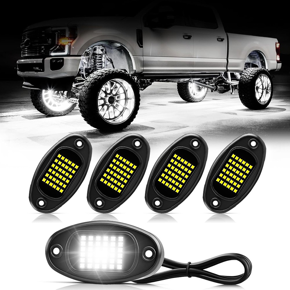8 x Pure White LED Rock Lights Underbody Glow Lamp for Offroad SUV Pickup Truck
