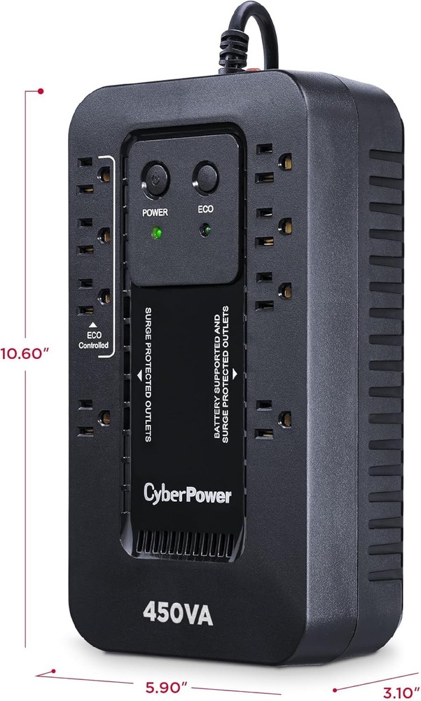 EC450G Ecologic Battery Backup & Surge Protector UPS System 450VA/260W 8 Outlets