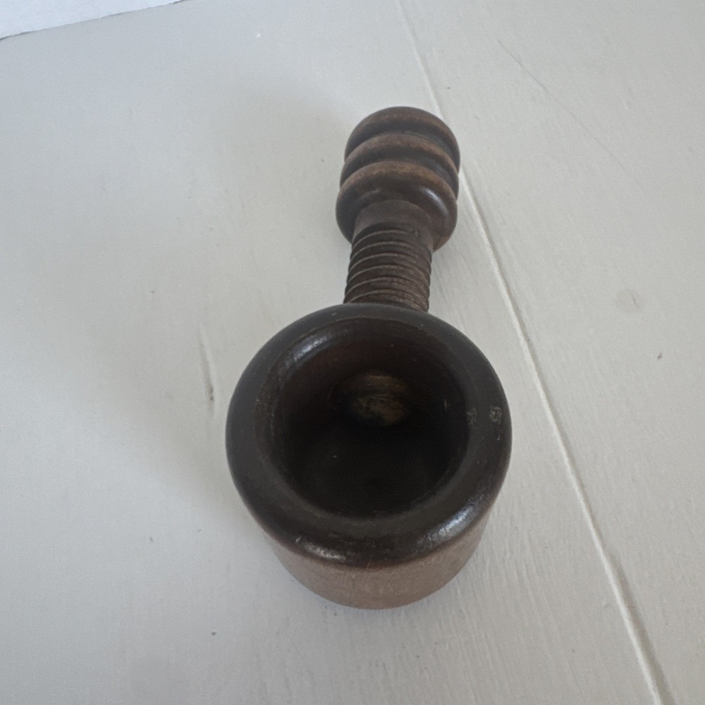 Vintage Nutcracker Solid Wood Screw Style 70's Walnut Hand Crank Japan