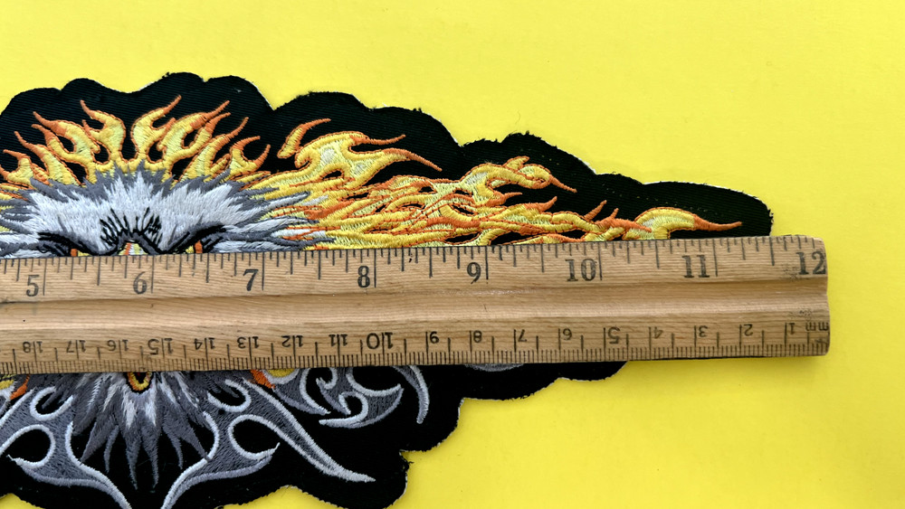 FIRE and EAGLE Patch 4.5"x11.75" ~ Bird Fire ~ Iron On or Stitch