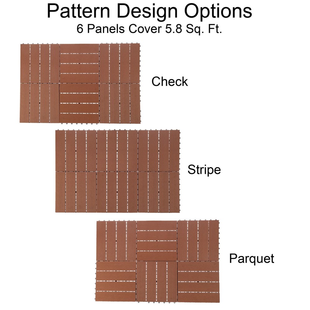 6-Pack Composite Outdoor Tiles, Brown