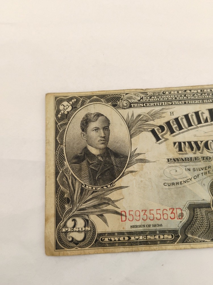 1936 Philippines Red Seal Two Pesos Note