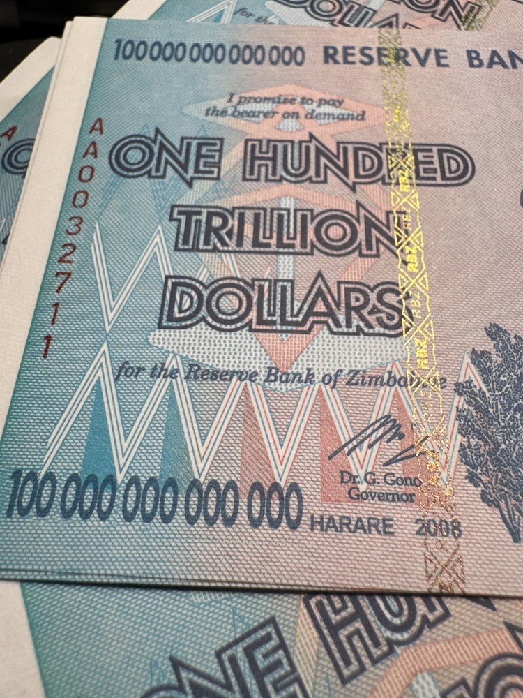 🔥 Zimbabwe 100 Trillion Dollar Note 💵 Authentic 2008- UV Light Passed! 🌍