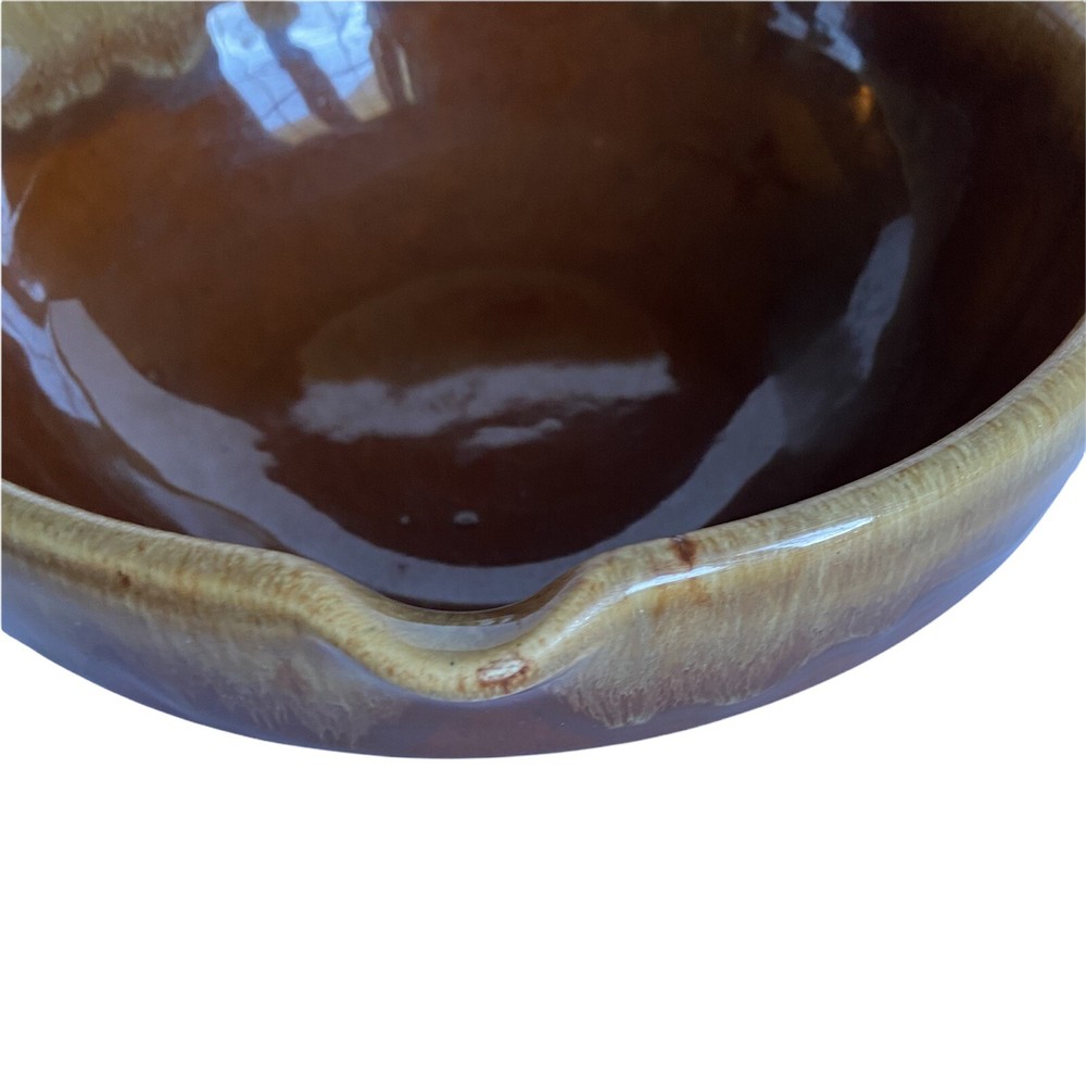 Rubel Brown Drip Glaze Handled Rustic Stoneware Pour Spout Serving Dish 2013