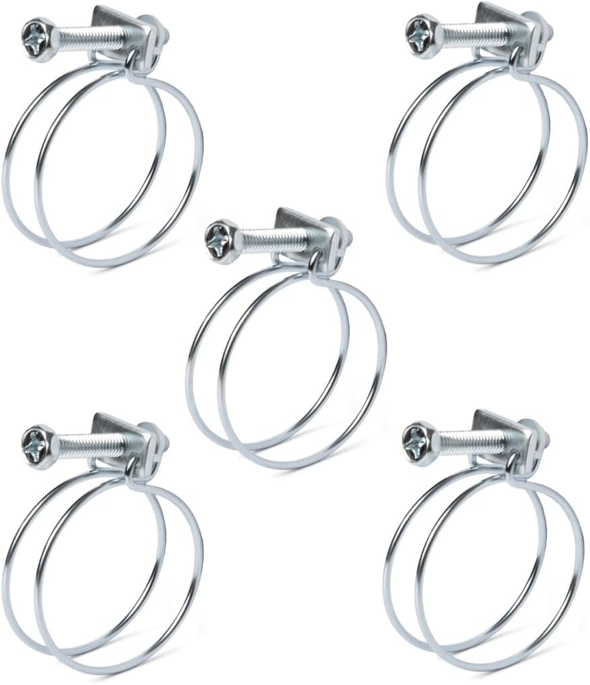 POWERTEC 70214 1-1/2 Double Wire Hose Clamp | 5 Pack