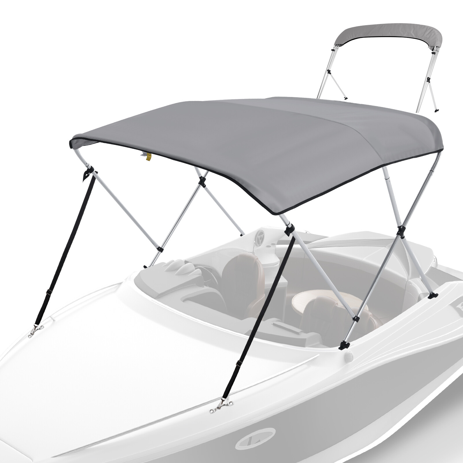 1200D Bimini Top 3 Bow / 4 Bow Canopy Boat Cover 6ft/ 8ft Long With Rear Poles