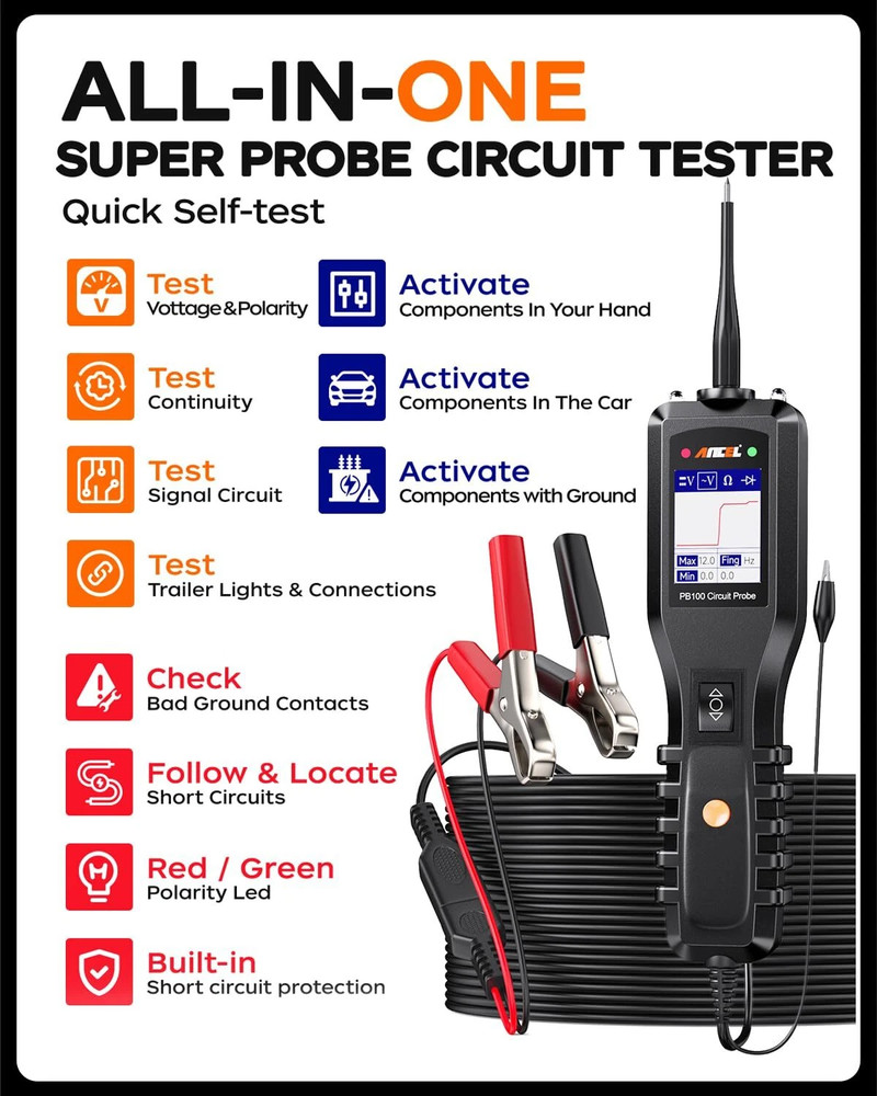 ANCEL PB100 Circuit Probe Electrical Integrated Voltage Power Scanner Tool