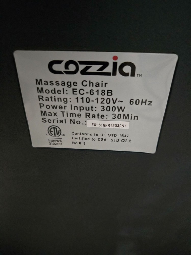 Cozzia EC-618B Zero Gravity 3D Gray Massage Chair
