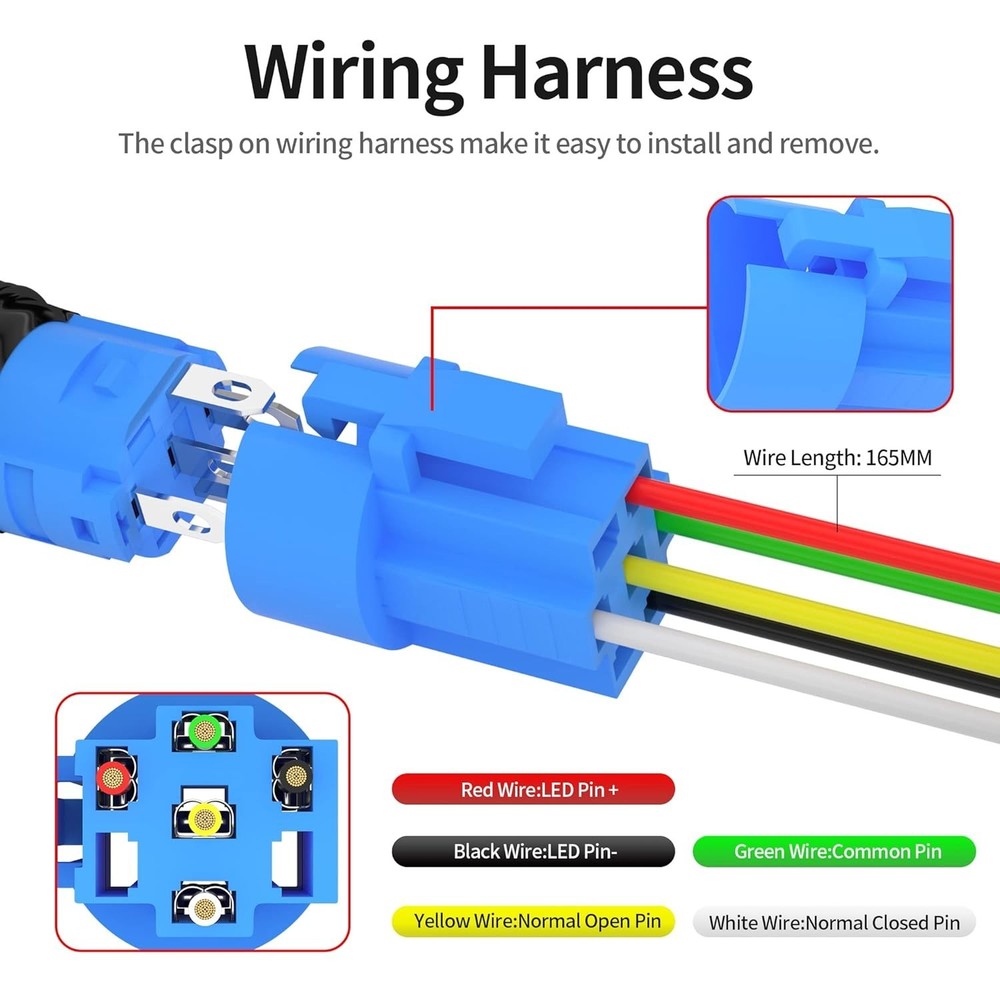 DaierTek Horn Button 12V Marine Horn Button 16MM Momentary Push Button Switch