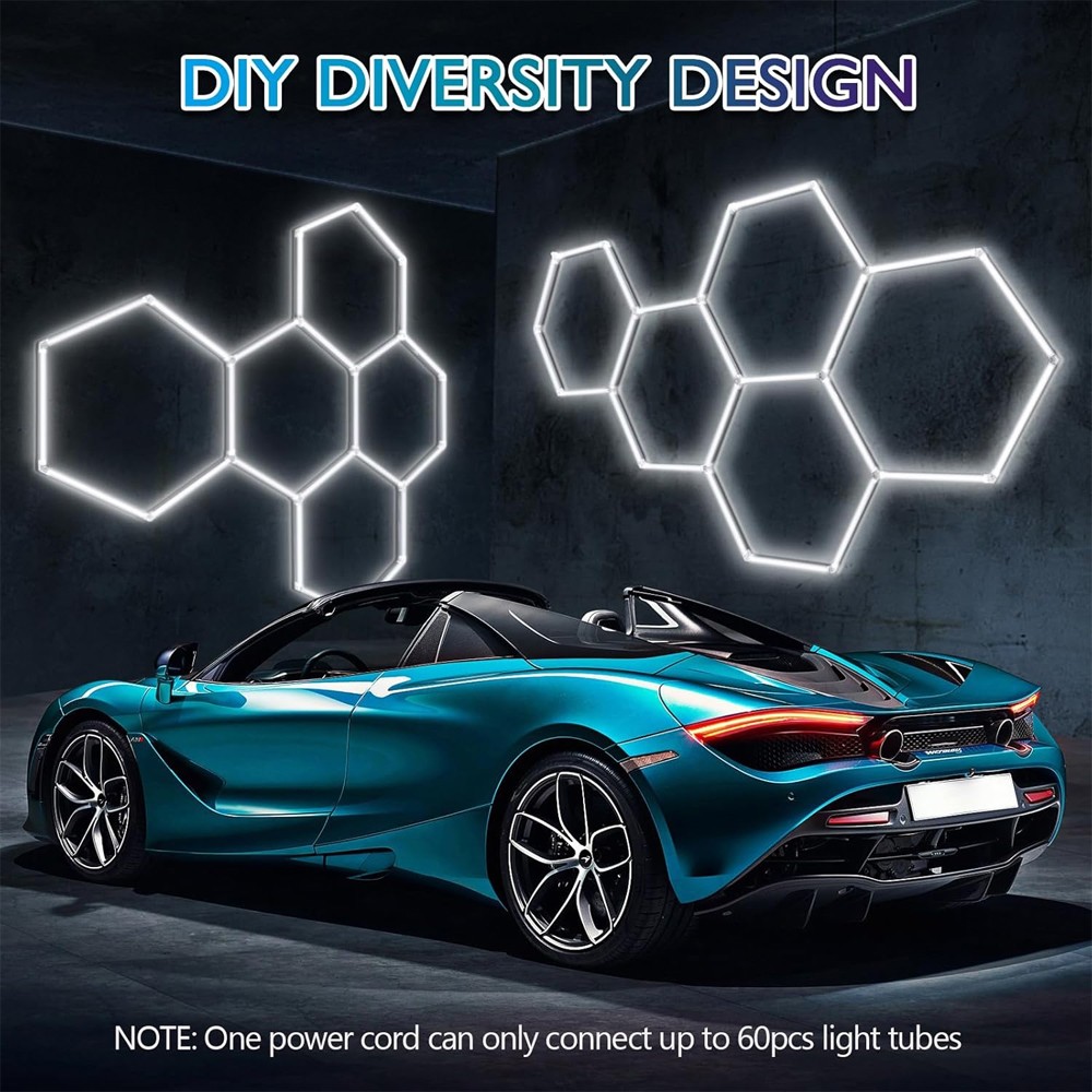 Hexagonal LED Garage Lights Honeycomb Detailing Showroom 5-Grid Ceiling Light