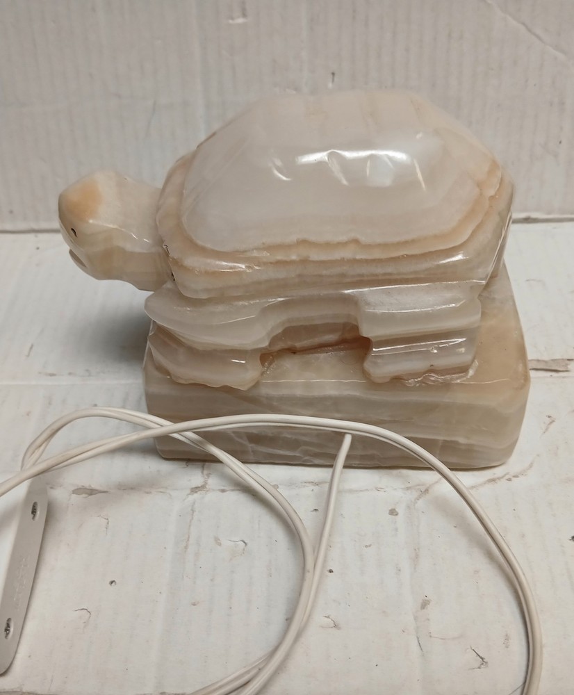 Heavy Onyx Turtle Lamp Nightlight Electric Plug In