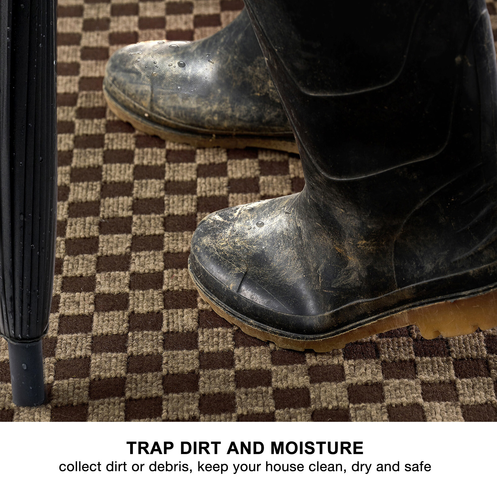 Runner Rug Hallway Non Slip Rubber Back Custom Size as Carpet Doormat Checkered