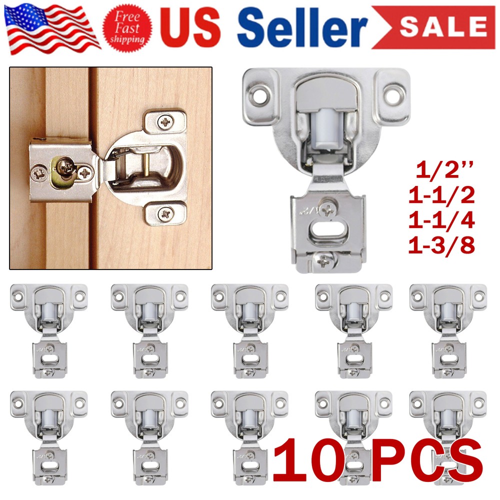 10 Pcs Overlay Cabinet Door Soft Close Hinges Hardware Soft-closing Compact US