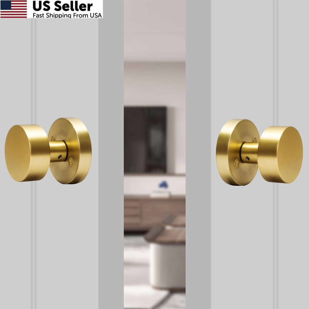 senharvest Gold Dummy Door Knobs Interior -for Satin Brass 2 Pack Dummy,