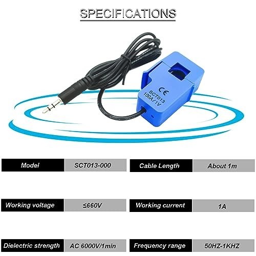 Non-invasive Split Core Current Transformer 100A/1V AC Sensor + ADS1115 Module &