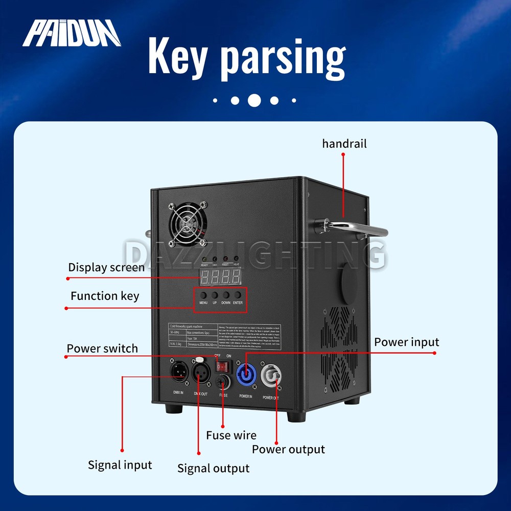 PAIDUN 2Pack 850W Large Cold Spark Machine Firework Effect DMX512 Remote Control