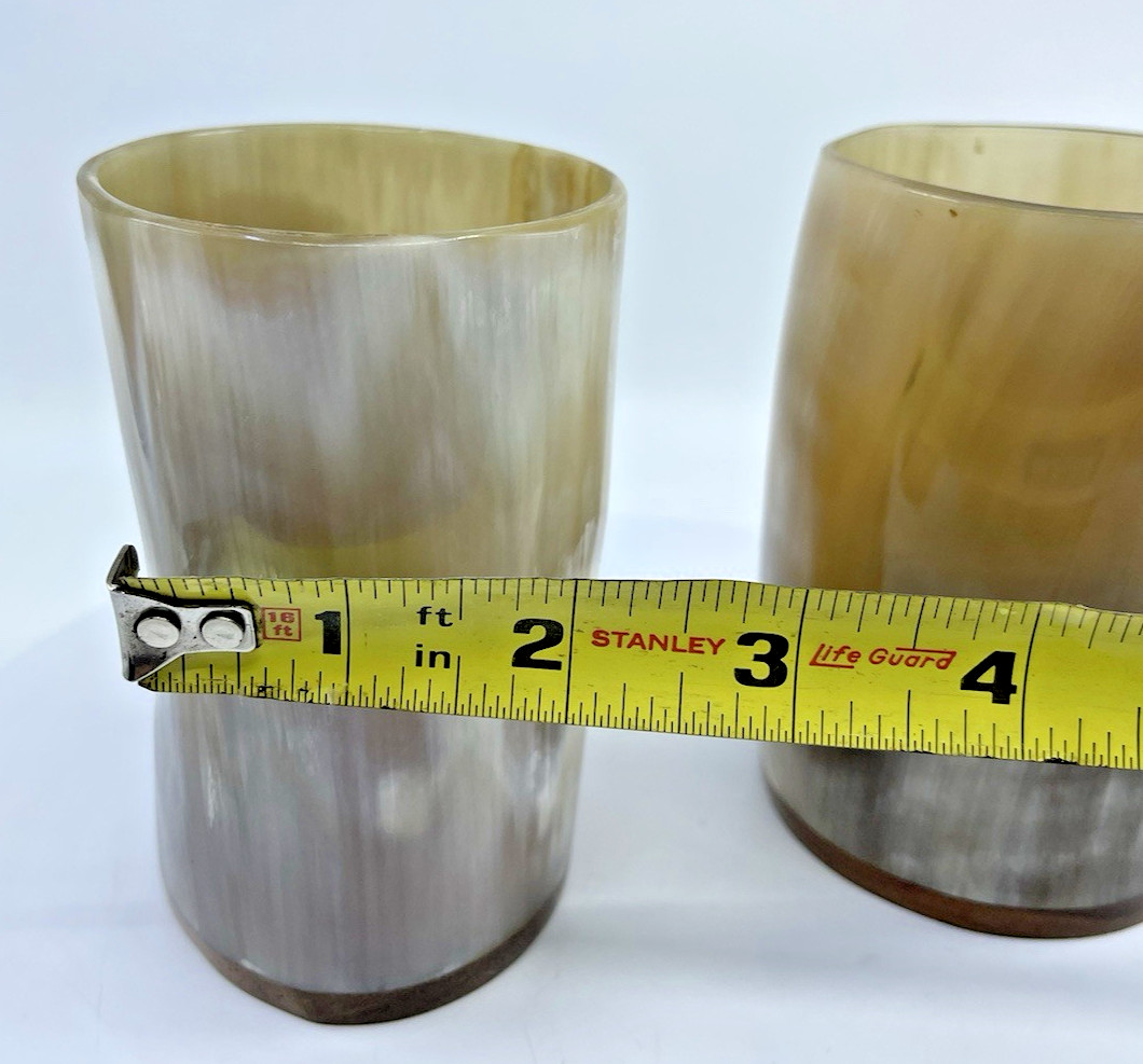 Pair Natural Buffalo Horn Mug Beer Wine Water Drinking Cup Home Decor