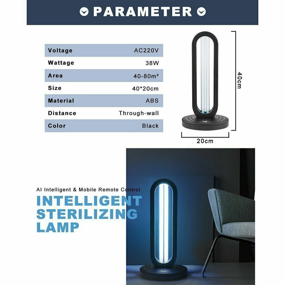 Ultraviolet Sterilization Germicidal Light ABS Household UV Home Black